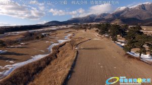 絶景の 冬の久住高原と 美しい冠雪した くじゅう連山 ドローン空撮4K写真 20170124 vol.2